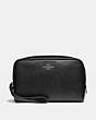 COACH®,BOXY COSMETIC CASE,pusplitleather,Small,Silver/Black,Front View