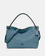 COACH®,CLARKSON HOBO,Leather,Small,Dark Gunmetal/Chambray,Front View