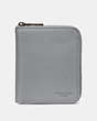 COACH®,SMALL ZIP AROUND WALLET,Leather,HEATHER GREY,Front View