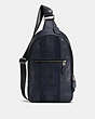 COACH®,CAMPUS PACK WITH BASEBALL STITCH,Leather,Medium,Gunmetal/Midnight Navy,Front View
