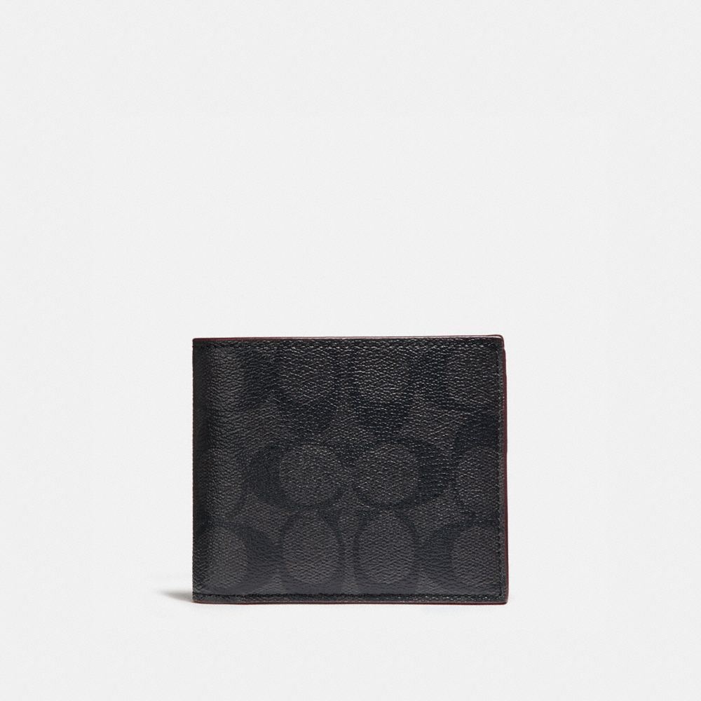 Compact Id Wallet In Signature Canvas COACH Outlet