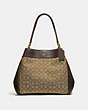 COACH®,LEXY SHOULDER BAG IN SIGNATURE JACQUARD,Coated Canvas,Large,Gold/Khaki Brown,Front View