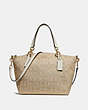 COACH®,SMALL KELSEY SATCHEL IN SIGNATURE JACQUARD,Coated Canvas,Medium,Gold/Light Khaki Chalk,Front View