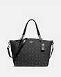 COACH®,SMALL KELSEY SATCHEL IN SIGNATURE JACQUARD,Coated Canvas,Medium,Silver/Black Smoke,Front View