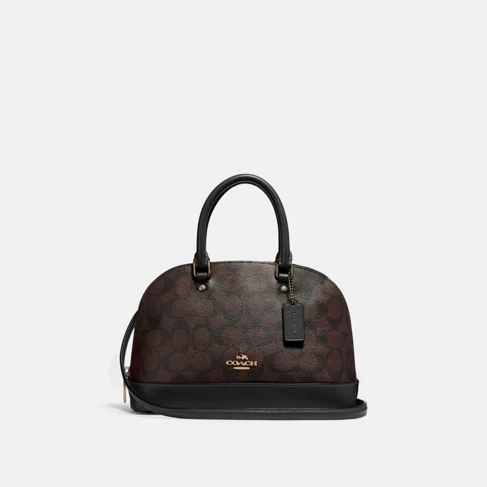 Coach Mini Sierra Satchel Signature Brown Black - Averand