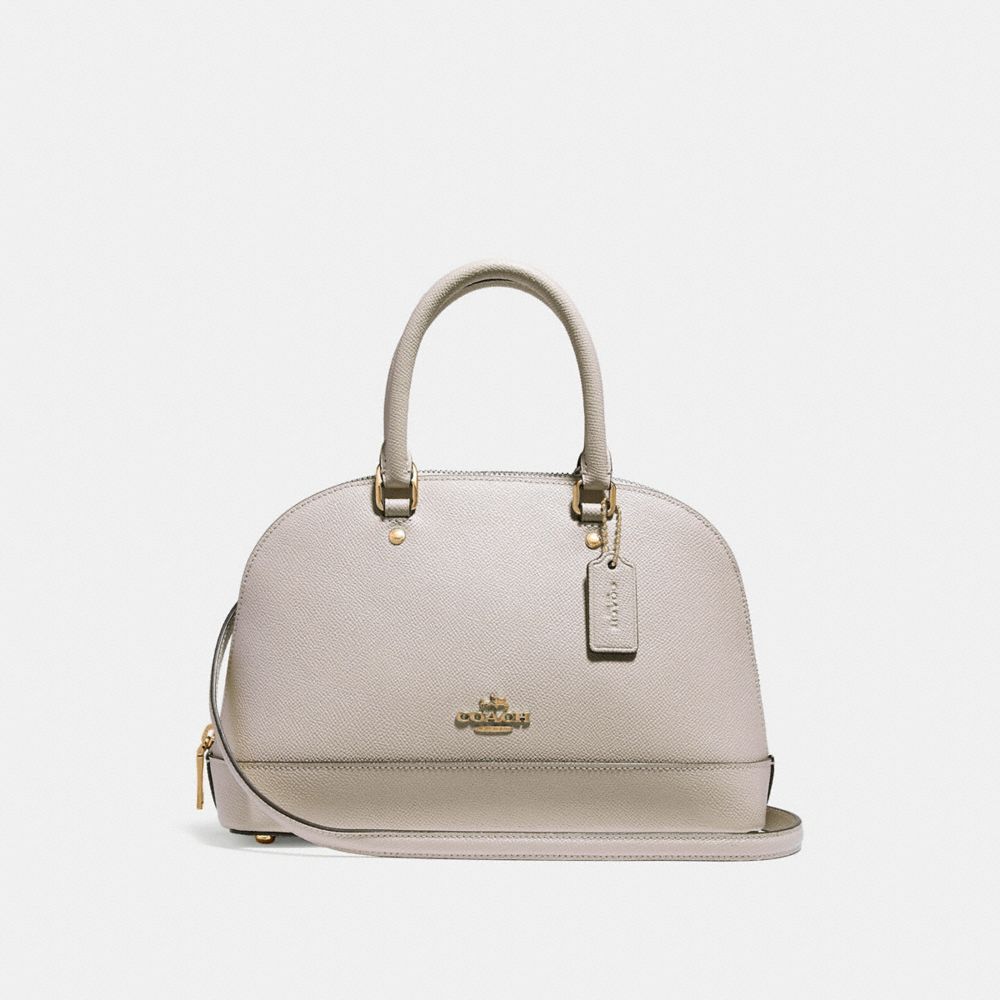 COACH®,MINI SIERRA SATCHEL,pusplitleather,Medium,Gold/Chalk,Front View