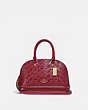 COACH®,MINI SIERRA SATCHEL IN SIGNATURE LEATHER,Leather,Medium,Gold/Cherry,Front View