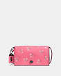 COACH®,DINKY WITH FLORAL BOW PRINT,Leather,Mini,Black Copper/Bright Pink,Front View
