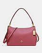 COACH®,MIA SHOULDER BAG,Leather,Small,Gold/Strawberry,Front View