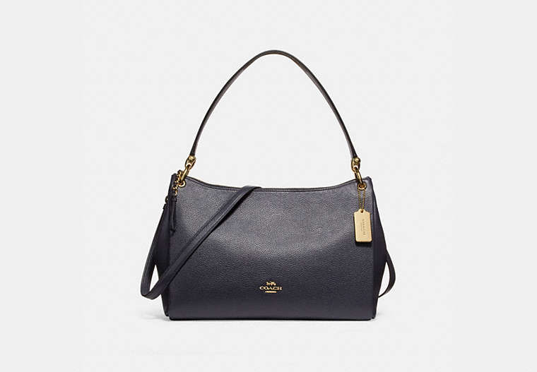 COACH®,MIA SHOULDER BAG,Leather,Small,Gold/Midnight,Front View