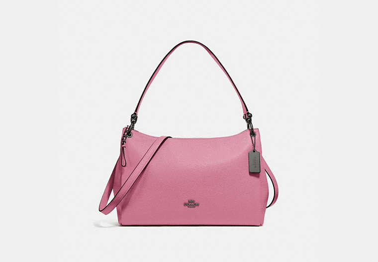 COACH®,MIA SHOULDER BAG,Leather,Small,Gunmetal/Pink Rose,Front View
