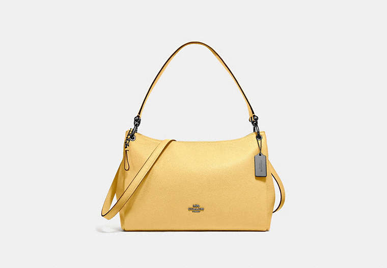 COACH®,MIA SHOULDER BAG,Leather,Small,Gunmetal/Sunflower,Front View