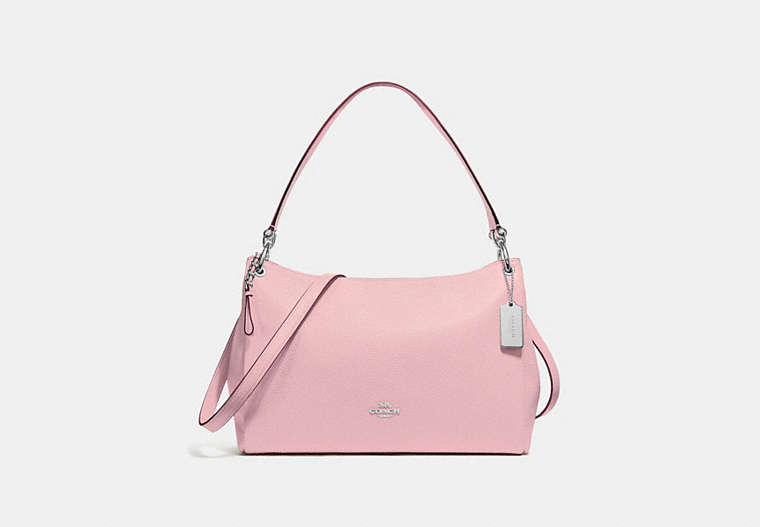 COACH®,MIA SHOULDER BAG,Leather,Small,Silver/Petal,Front View