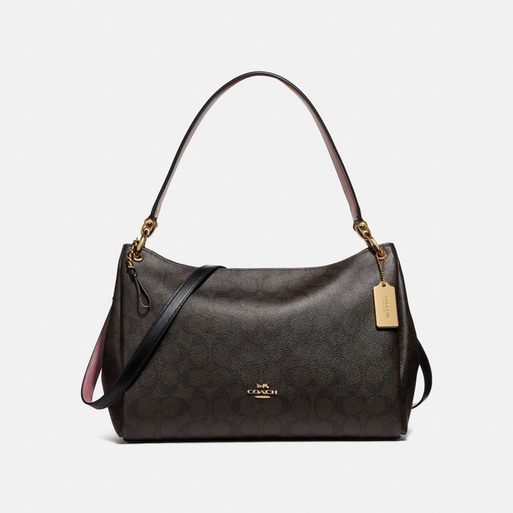 Mia satchel with signature canvas online detail