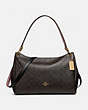 COACH®,MIA SHOULDER BAG IN SIGNATURE CANVAS,pvc,Large,Gold/Brown Black,Front View