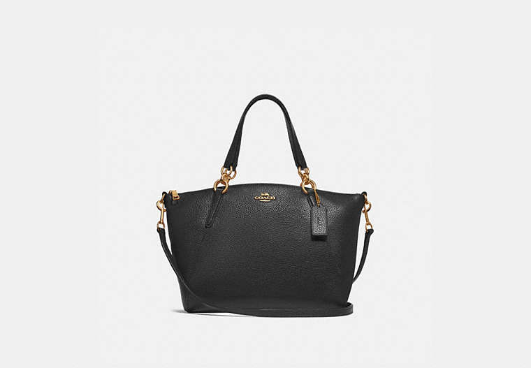 COACH®,SMALL KELSEY SATCHEL,Leather,Small,Gold/Black,Front View