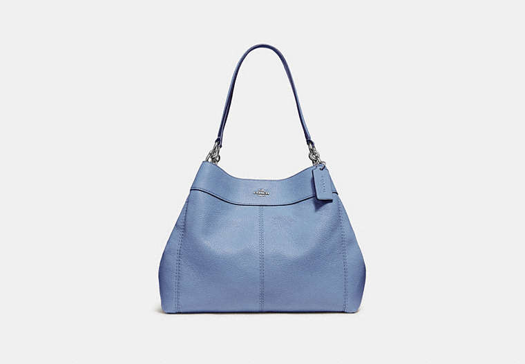 COACH®,LEXY SHOULDER BAG,Leather,Large,Silver/Dark Periwinkle,Front View