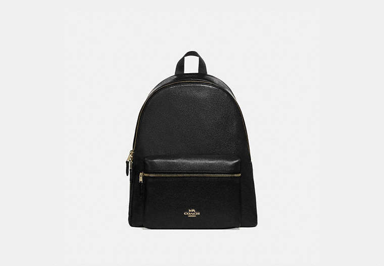 COACH®,CHARLIE BACKPACK,Leather,Medium,Gold/Black,Front View