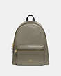 COACH®,CHARLIE BACKPACK,Leather,Medium,Gold/Military Green,Front View