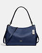 COACH®,MIA SHOULDER BAG,Leather,Large,Silver/Metallic Blue,Front View