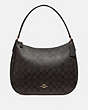 COACH®,ZIP SHOULDER BAG IN SIGNATURE CANVAS,pvc,Large,Gold/Brown Black,Front View