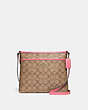 COACH®,FILE CROSSBODY IN SIGNATURE CANVAS,pvc,Medium,Gold/Khaki Pink Ruby,Front View