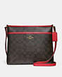 COACH®,FILE CROSSBODY IN SIGNATURE CANVAS,pvc,Medium,Gold/Brown True Red,Front View