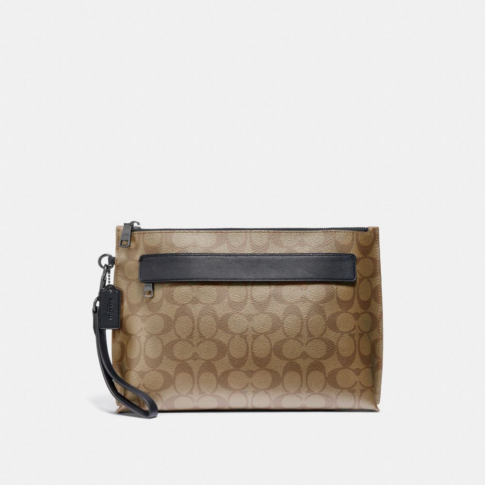 COACH®,POCHETTE CABAS EN TOILE EXCLUSIVE,Cuir,Gris Acier/Havane,Front View