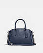 COACH®,MINI SAGE CARRYALL,Leather,Medium,Silver/Metallic Blue,Front View