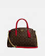 COACH®,SAGE CARRYALL IN SIGNATURE CANVAS,pvc,Large,Gold/Brown True Red,Front View