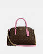 COACH®,SAGE CARRYALL IN SIGNATURE CANVAS,pvc,Large,Gold/Brown Pink Rose,Front View