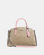 COACH®,SAGE CARRYALL IN SIGNATURE CANVAS,pvc,Large,Silver/Light Khaki Carnation,Front View