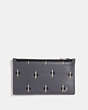 COACH®,ZIP CARD CASE WITH IKAT GEO PRINT,Leather,GRAPHITE,Back View