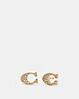 COACH®,SIGNATURE STUD EARRINGS,Metal,Gold,Front View