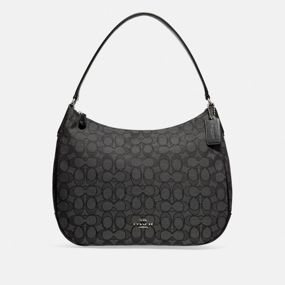 COACH Signature Zip Top Shoulder Bag in Khaki C Jacquard – Style