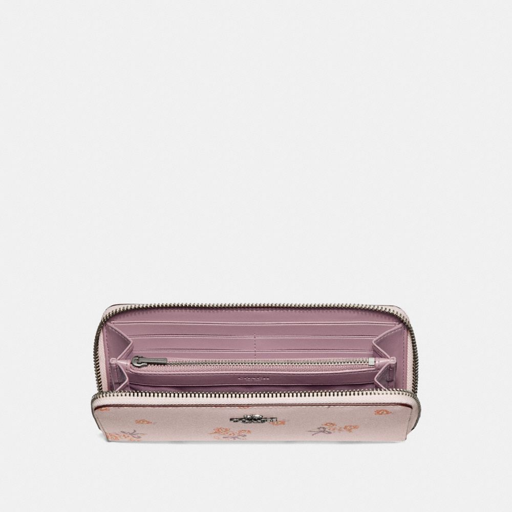Slim Accordion Zip Wallet With Floral Bow Print