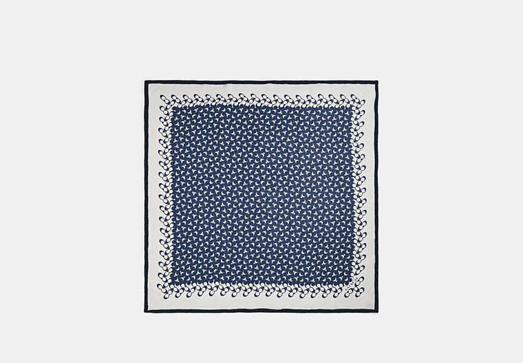 COACH®,SIGNATURE SILK SQUARE SCARF,Silk,Midnight Navy,Front View