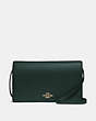 COACH®,FOLDOVER CROSSBODY CLUTCH,Leather,Gold/Ivy,Front View