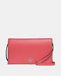 COACH®,FOLDOVER CROSSBODY CLUTCH,Leather,Silver/CORAL,Front View