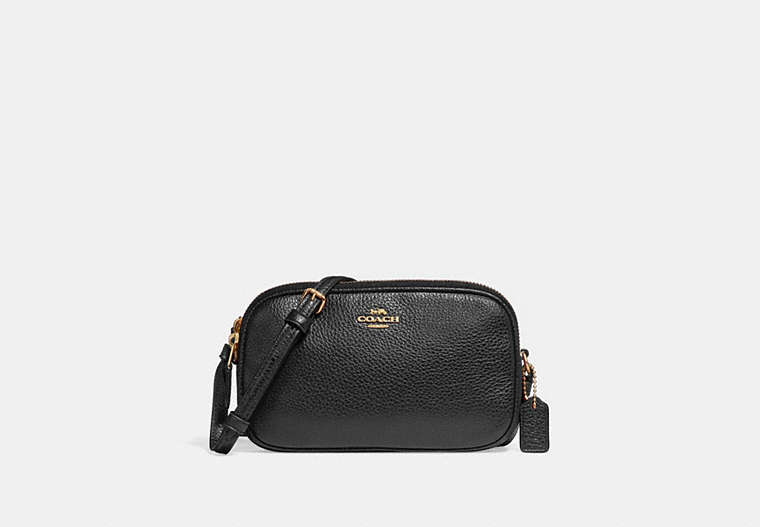 COACH®,CROSSBODY POUCH,Leather,Mini,Gold/Black,Front View