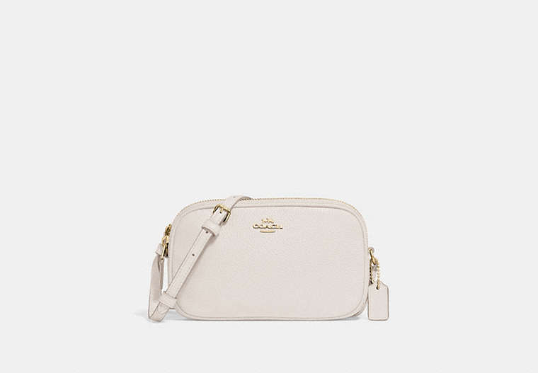 COACH®,CROSSBODY POUCH,Leather,Mini,Gold/Chalk,Front View