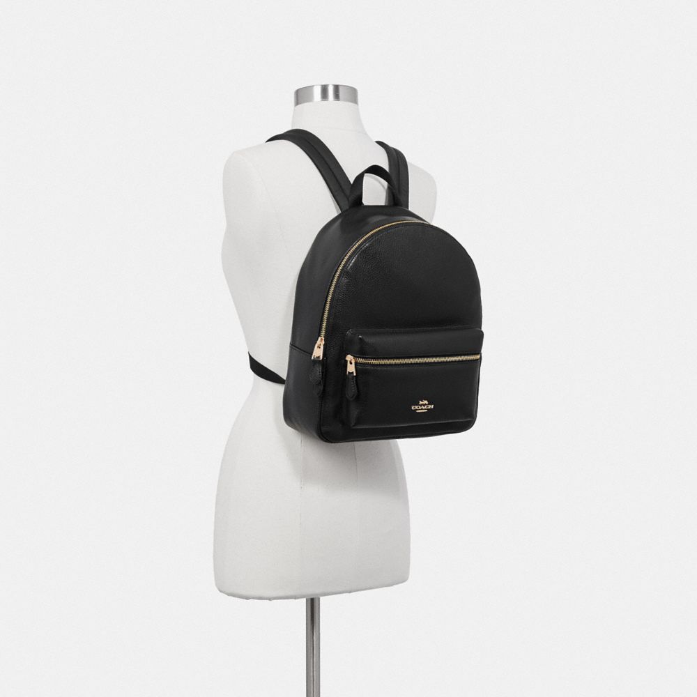COACH®,MEDIUM CHARLIE BACKPACK,Leather,Large,Gold/Black,Alternate View