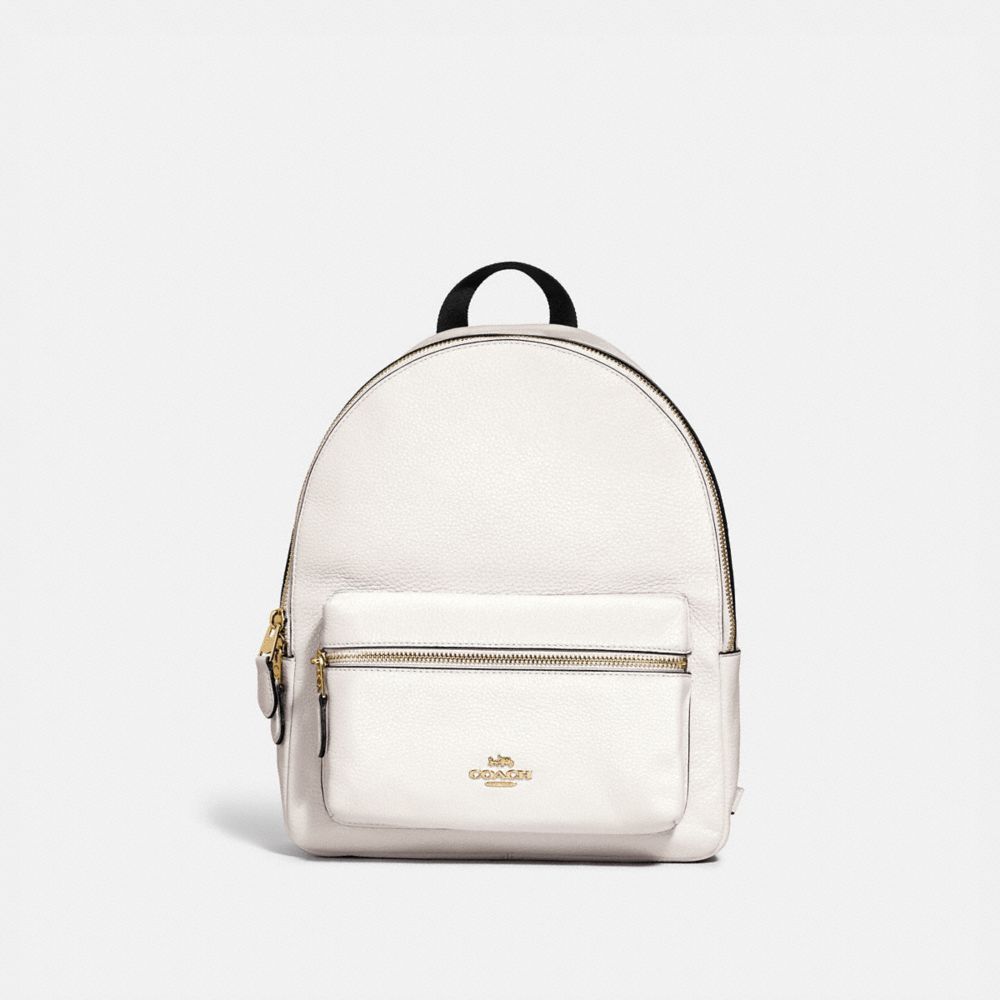 COACH®,MEDIUM CHARLIE BACKPACK,Leather,Large,Gold/Chalk,Front View
