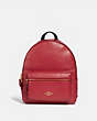 COACH®,MEDIUM CHARLIE BACKPACK,Leather,Large,Gold/True Red,Front View