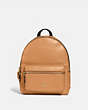 COACH®,MEDIUM CHARLIE BACKPACK,Leather,Large,Gold/LIGHT SADDLE,Front View