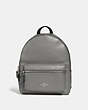 COACH®,MEDIUM CHARLIE BACKPACK,Leather,Large,Silver/Heather Grey,Front View