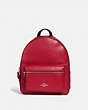 COACH®,MEDIUM CHARLIE BACKPACK,Leather,Large,Silver/Bright Cardinal,Front View