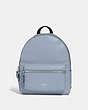 COACH®,MEDIUM CHARLIE BACKPACK,Leather,Large,Silver/Steel Blue,Front View