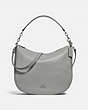 COACH®,ELLE HOBO,Leather,Large,Silver/Heather Grey,Front View