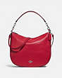 COACH®,ELLE HOBO,Leather,Large,Silver/Bright Cardinal,Front View